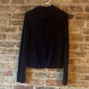 Reformation Navy Long Sleeve Blouse